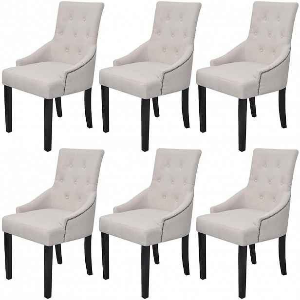 vidaXL Jídelní židle 6 ks krémově šedé textil