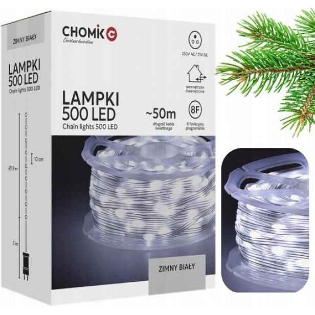 Led Micro Lampy Na Cívce 500 L Na Vánoční Stromek Studená Bílá 3+50 M