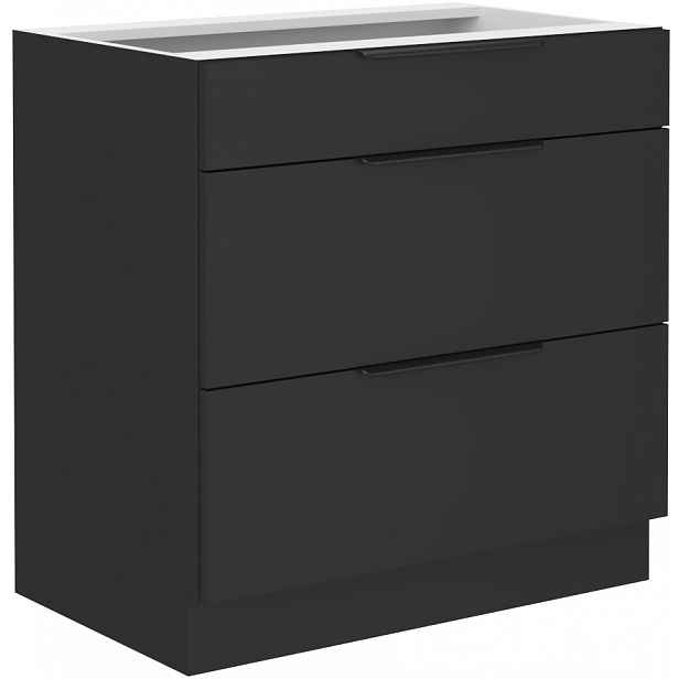 Spodní skříňka Siena 80 D 3S BB - Premium Box Barva korpusu: Černá, Barva dvířek: Černá