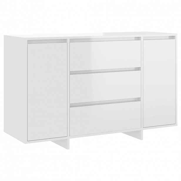 vidaXL Příborník se 3 zásuvkami bílý vysoký lesk 120x41x75 cm kompozit