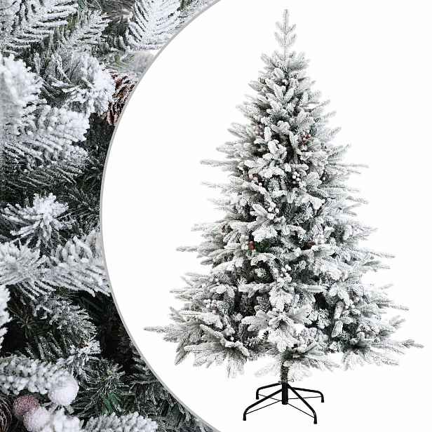 vidaXL Umělý Skládací Vánoční Strom 150 cm PVC a kov Zelená a bílá