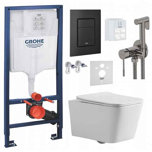 Wc Set Stelaz Grohe Wc Mísa Tornado Tlačítko Černá baterie grafit