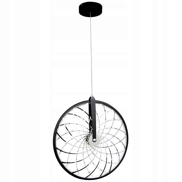 Závěsná Led lampa černá chrom kolo pro obývací pokoj, teplé světlo Polux
