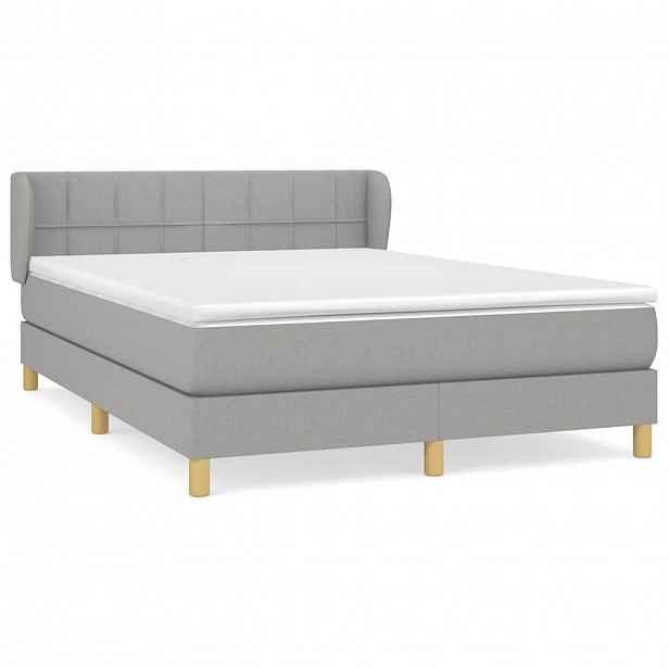 vidaXL Box spring postel s matrací světle šedá 140 x 200 cm textil