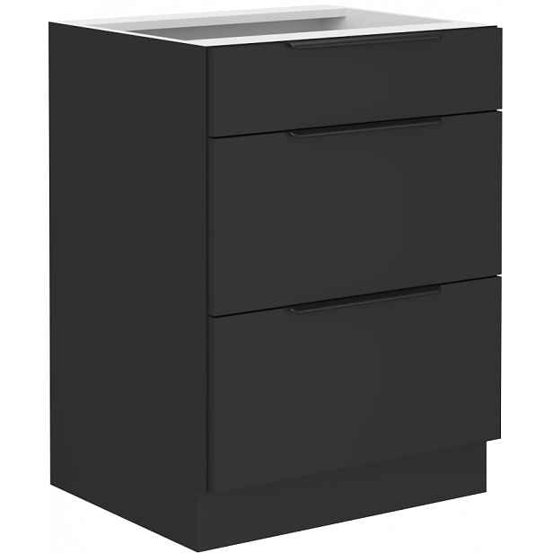 Spodní skříňka Siena 60 D 3S BB - Premium Box Barva korpusu: Černá, Barva dvířek: Černá