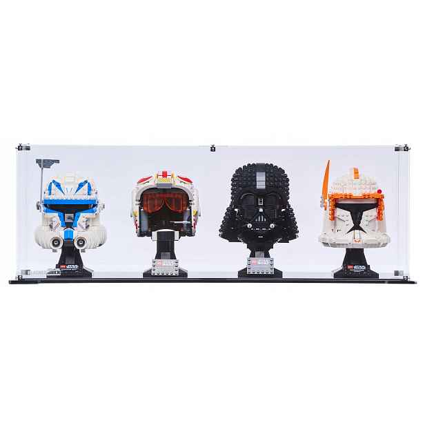 Vitrína Blacked Brick pro 4x Lego Helmu Star Wars Marvel Heroes DC