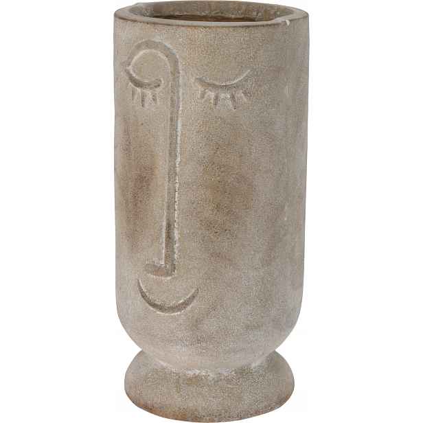 Květináč s obličejem Taro béžový, v 35 cm, úsměvavá tvář
