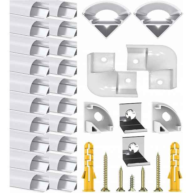 Aluminiový Profil Pro Led Pásky Stříbrný V 20 x 1M S Mléčným Krytem