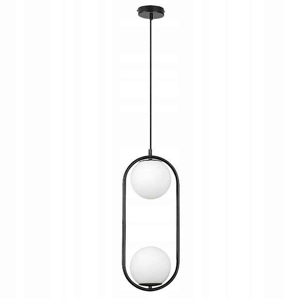 Dvoubodová oválná moderní závěsná lampa mléčné bílé koule Ghita