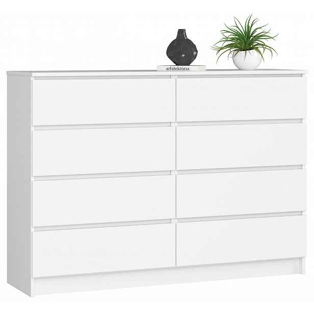 Komoda skříňka K140 8 zásuvek bílá Akd