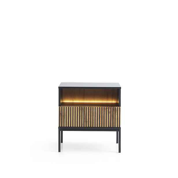 Piaski Noční stolek Sento s LED osvětlením 54 cm dub wotan/černý