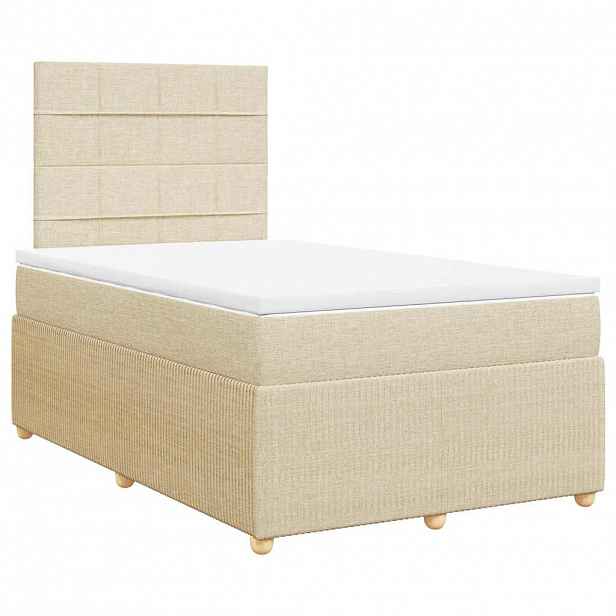 vidaXL Box spring postel s matrací krémová 120x190 cm textil