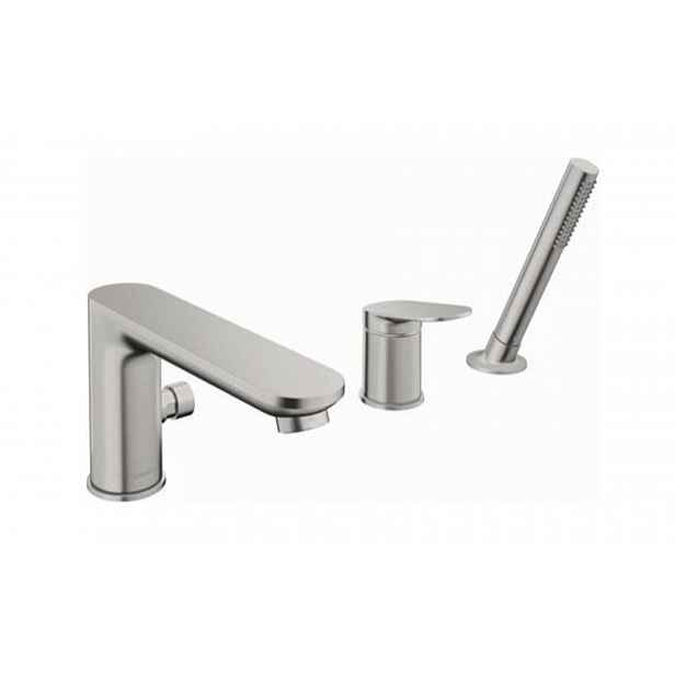 Duravit Wave - Baterie na okraj vany, 3-otvorová instalace, kartáčovaný nerez WA5260000070