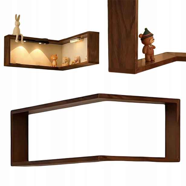 Nástěnný rohový regál s policemi 90° 40 cm Loft Multifunkční organizér