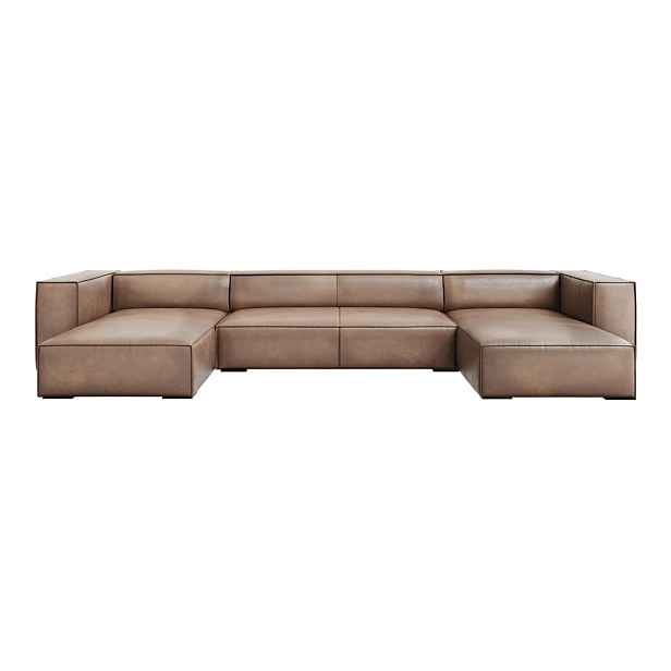 Světle hnědá kožená rohová pohovka (do "U") Madame – Windsor & Co Sofas