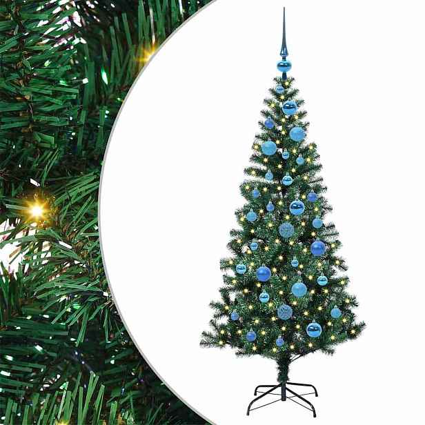 vidaXL Umělý osvětlený vánoční stromeček Zelená 150 cm PVC a kov