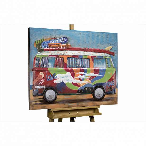 KUNSTLOFT KOVOVÝ OBRAZ RADOSTNÁ TOUHA CESTOVAT, 100/75 CM