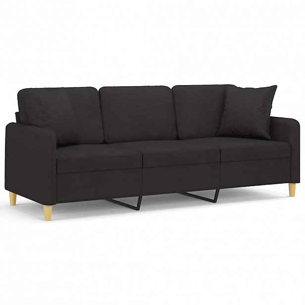vidaXL 3místná pohovka s polštáři černá 180 cm textil