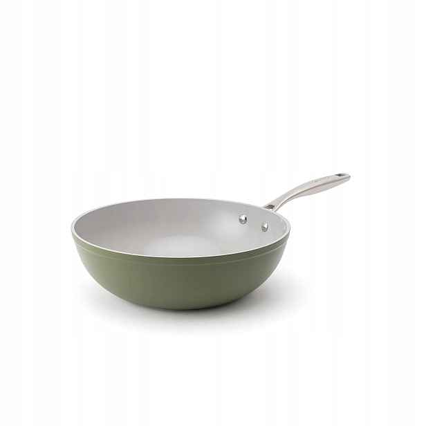 Elmich Nepřilnavá keramická pánev wok Zen Ø 28 cm olivově zelená