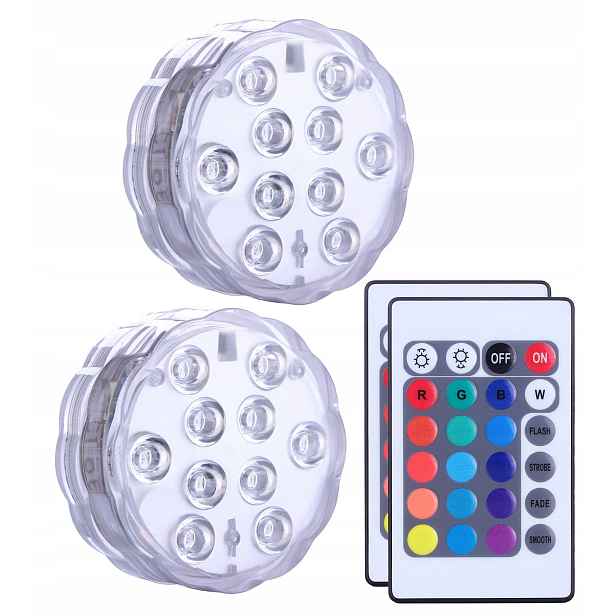 Osvětlení Do Akvária, Bazénové Lampy, 2 Ks , Do Bazénu IPX8 Led, Rgb, Dálkové Ovládání