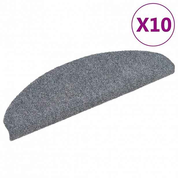 vidaXL Schodové rohože samolepicí 10 ks 65 x 21 x 4 cm světle šedé, půlkulaté, velké