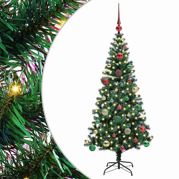 vidaXL Umělý osvětlený vánoční stromeček Zelená 150 cm PVC a kov