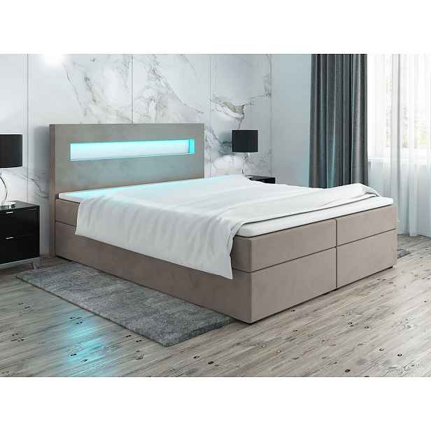 Čalouněná postel s osvětlením LILLIANA 3 - 180x200, béžová