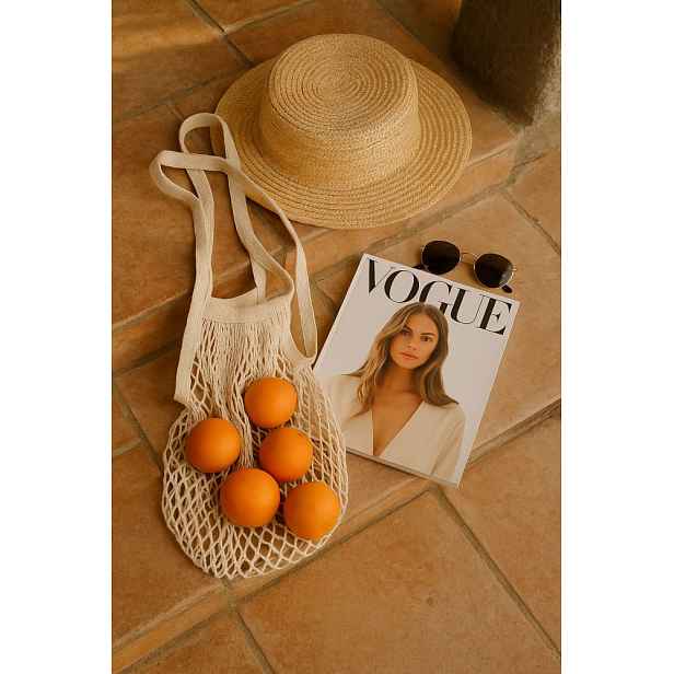 Net Bag File Medium - Natural Beige