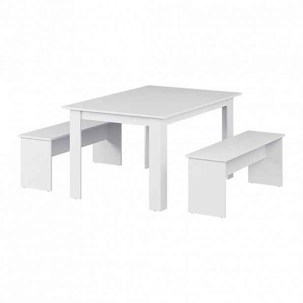 Vicco JÍDELNÍ STŮL SESTAVA Sentio Bílá 137.6 x 92.8 cm se 2 lavicemi