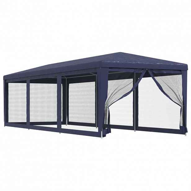 vidaXL Party stan s 8 síťovanými bočnicemi modrý 3 x 9 m HDPE