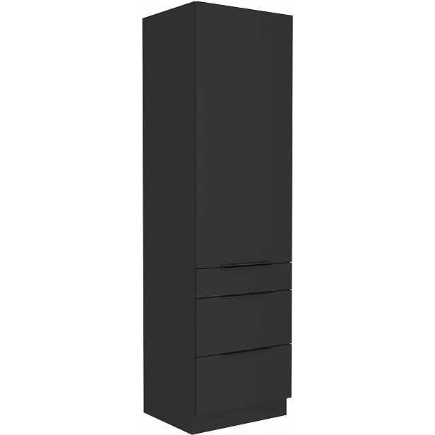Vysoká potravinová skříňka Siena 60 DKS-210 3S 1F - Premium Box Barva korpusu: Černá, Barva dvířek: Černá