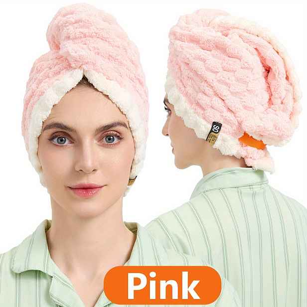 TEMU 1 ks Dámský extra velký rychleschnoucí ručník na vlasy - Super absorpční mikrovláknový turban se širokým okrajem, 50x70 cm (19.69x27.56in) pro