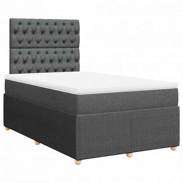 vidaXL Box spring postel s matrací tmavě šedá 120x190 cm textil