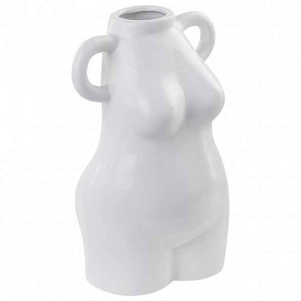Beliani KVĚTINOVÁ VÁZA Porcelán bílá Aigio