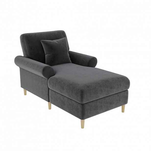 OKWISH RELAXAČNÍ křeslo 133/87/90 cm šedé ze sametu s polohou vleže a polštářem