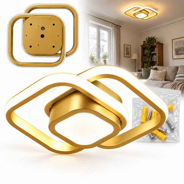 Stropní Svítidlo stropní svítidlo Led 33W zlatá 3 barvy světla 32x25 cm do šatny