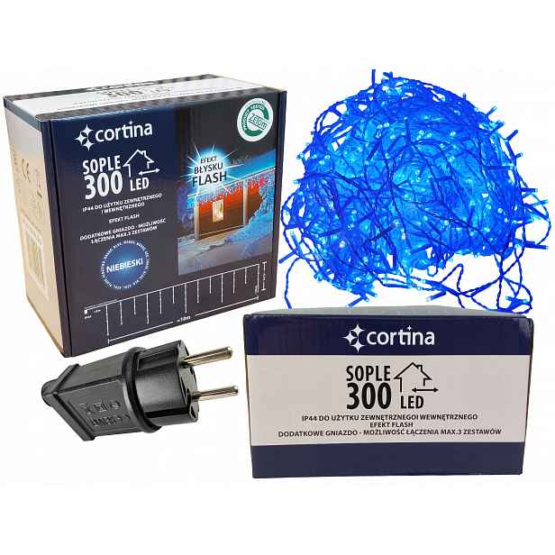 Vánoční Osvětlení Na Stromeček 300 Led Flash Venkovní Světelné Řetězy Modré rampouchy