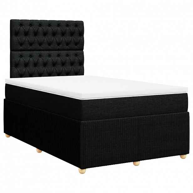vidaXL Box spring postel s matrací černá 120x190 cm textil