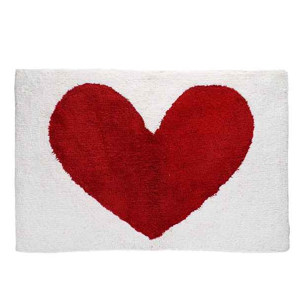Červená/bílá koupelnová předložka 50x80 cm Heart – Rex London