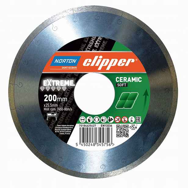 Diamantový kotouč 200x25.4 mm Norton Clipper Extreme Ceramic Soft