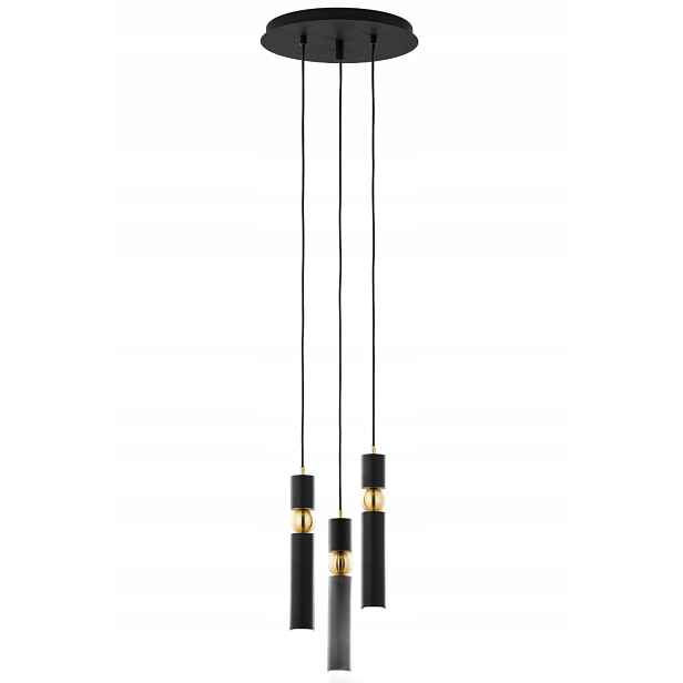 Jupiter Závěsná lampa kulatá Ø30 cm černo-zlatá 3xGU10 Alas