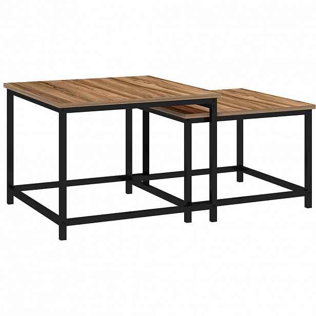 OKWISH SADA odkládacích stolků 60/60/45 cm přírodní z dřevotřísky s zasouvacím designem