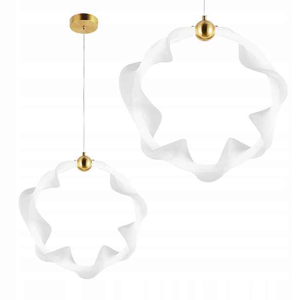 Závěsná Led Lampa Bílé Vlnité Stropní Kolo Glamour Zlatá Elegantní