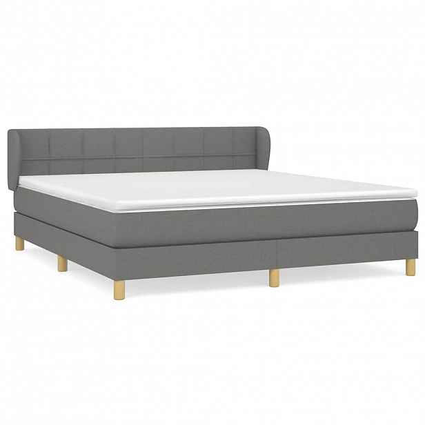 vidaXL Box spring postel s matrací tmavě šedá 160x200 cm textil