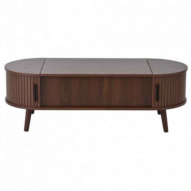 OKWISH KONFERENČNÍ stolek 120/50/39,5 cm ořechový z MDF s nastavitelnou deskou a skrytým úložným prostorem