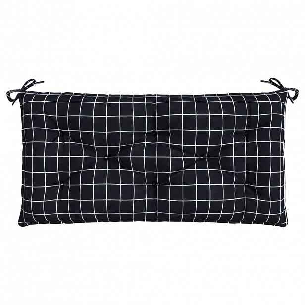 vidaXL Poduška na zahradní lavici černá károvaná 110x50x7 cm textil