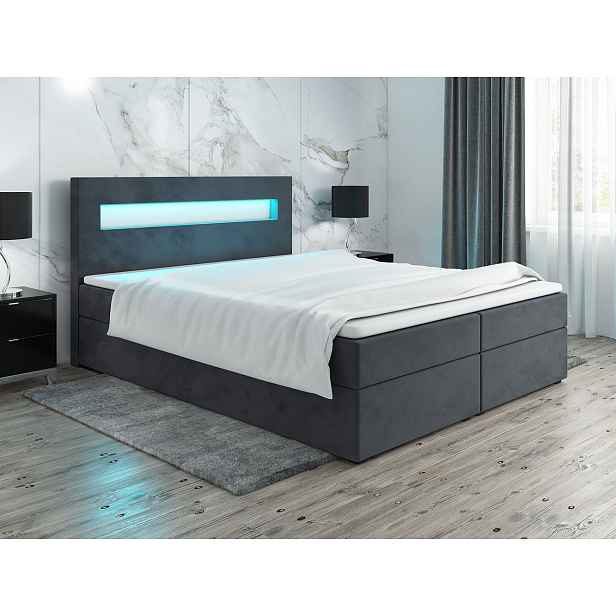 Čalouněná postel s osvětlením LILLIANA 3 - 180x200, šedá