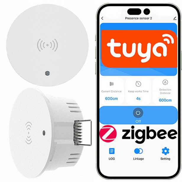 Podomítkový senzor přítomnosti, zapuštěná detekce pohybu Zigbee Tuya