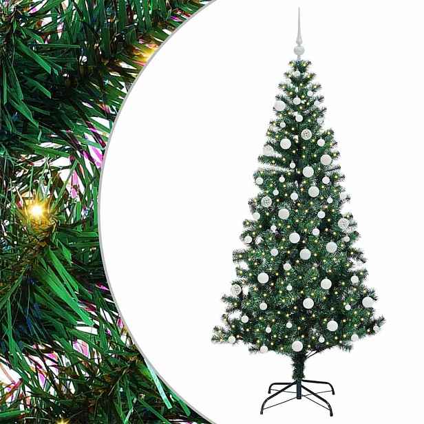 vidaXL Umělý osvětlený vánoční stromeček Zelená 180 cm PVC a kov