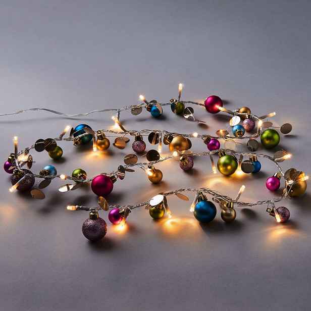 Butlers JOLLY LIGHTS LED Světelný řetěz s USB s kuličkami - růžová/modrá